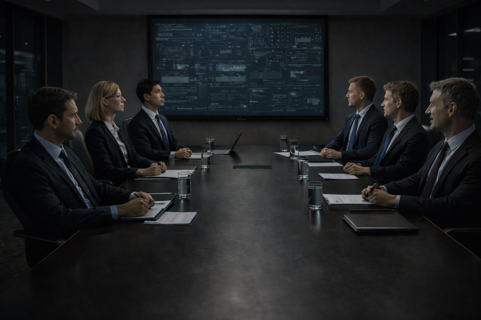 Boardroom with table and chairs
